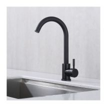 Ubeegol - Mitigeur de Cuisine Noir Acier inoxydable Rotation 360° Robinetterie Basse Pression Robinet d'évier Mitigeur d'évier Bec haut
