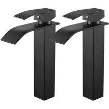 2X Rubinetto bagno a Cascata Beccuccio alto, Miscelatore a Cascata Rubinetto Lavabo Bagno Miscelatore Monocomando da Lavandino Bagno con Valvola in