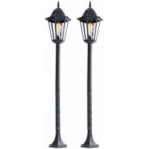 Etc-shop - 2er Set Außen Steh Leuchten Stand Lampen Laterne Garten Hof Alu Glas Beleuchtung
