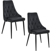 2x Silla de terciopelo con tapizado capitoné SJ054 Negro