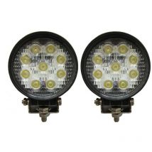 2x Spotlight 27W Round Led Work Light 9 Led 3W Depth Auto Boat