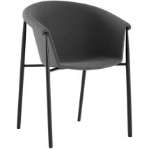 WEBMARKETPOINT – Nari Stuhl aus dunkelgrauem Stoff – Bezug: Stoff, Füße: Metall, schwarz