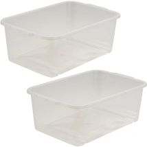 2x Storage Box, Widerstandskastzellstoff (pp), 4,5 l, 30 x 20 x 11 cm, Wilma, neutral transparent