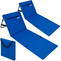 Detex 2x Strandmatte Mit Rückenlehne Gepolstert Blau Sonnenliege Klappbar Uv-beständig Tasche Reißverschluss Kissen Tragegurt Garten Camping Picknick 