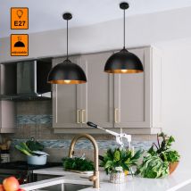Tolletour - 2x Suspension Luminaire led Suspension plafond industriel noir et or Suspension cuisine