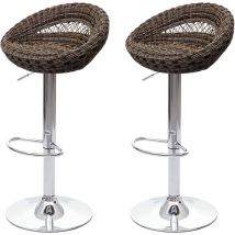 2x tabouret de bar HHG 058, chaise de comptoir, rotatif, intérieur/extérieur, polyrotin, chrome