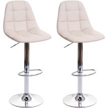 Jamais utilisé] Lot de 2 tabourets de bar HHG 356, chaise de bar tabouret de comptoir, certifié mvg, crème-beige, similicuir