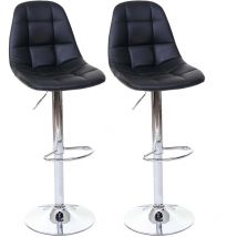 2x tabouret de bar HHG-356, chaise bar/comptoir, noir, similicuir