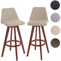2x Tabouret de bar HWC-C43, tabouret de bar tabouret de comptoir, bois simili cuir pivotant taupe