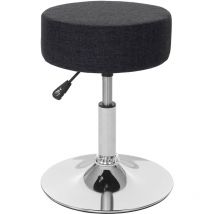 Mendler - 2x Tabouret HWC-C22, hauteur réglable, ø 35 cm, tissu - gris foncé