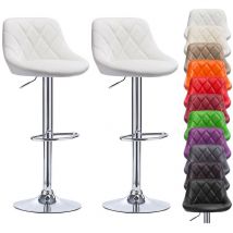 Dyhf - Skecten 2x Taburete de Bar de Cuero pu / Taburete Altura Ajustable / on Respaldo Asiento Acolchado / Blanco
