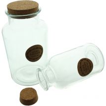 Dekoleidenschaft - Vorratsglas 'Fantasy' 2er Set, klares Glas, Korkverschluss, Schriftzug FF-774029