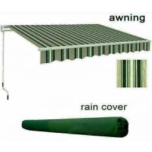 2x1.5m Garden Patio Manual Sun Shade Shelter Retractable Canopy - multi-Stripe