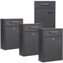 Wiltec - 2x2 Briefkasten V51 In Anthrazit Postkasten Abschließbarer Wandbriefkasten Mit Sichtfenstern