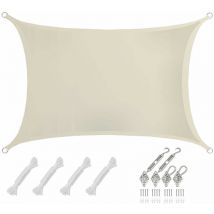 2x3 Vela Solare Rettangolare Impermeabile - Tenda da Sole con Fissaggio Inox - beige