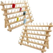 2x60 Spools Wooden Thread Rack/thread Holder Organizer With Hanging Hooks For Embroidery Quilting And Sewing Threads