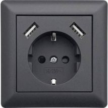 Ledmaxx - USB1003 1fach Unterputz-Steckdose mit usb, erhöhter Berührungsschutz Anthrazit