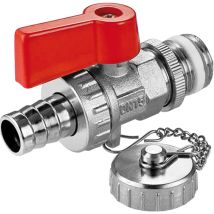 3/4" Wasserablassventil mit Gartenschlauchstecker – Messing verchromt – Max. Temperatur +100°C – Max. Druck 1,0 MPa