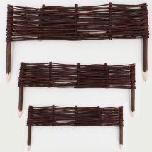 Aquagart - 3 Borders made of willow 10x60 cm i Flower bed border / Willow fence to border beds Lawn edge