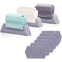 3 brosses de Nettoyage à Fentes et 6 tampons de Rechange, brosses de Nettoyage pour Nettoyer Tous Les Coins des fenêtres et des Portes, Gris, Vert,