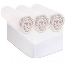 3 Draps housse 40x80 Blanc + 2 Alèses 40x80 en Coton Bio