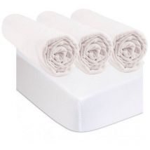 3 Draps housse 40x90 Blanc + 2 Alèses 40x90 en Coton Bio