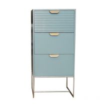 3 Drawer Bedside Table - Wood - L24 x W30 x H64 cm - Green