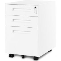 Merax - File Cabinet 3 Drawers Mobile Office Filing Cabinet with Embedded Handle and Lock, White