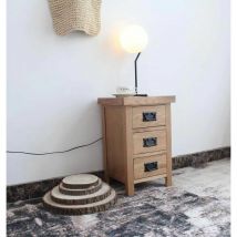 Furniture One - 3 Drawer Large Bedside Wide Bedroom Cabinet Night Stand - Oak - Oak