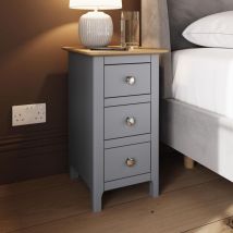 Fwstyle - 3 Drawer Oak Veneer Bedside Table Bedroom Furniture Nightstand Dove Grey