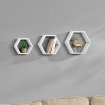[en.casa] - Lot de 3 étagères murales Lysaker blanc mat