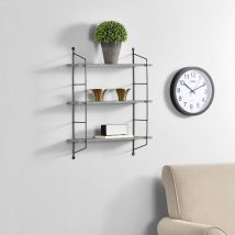 [en.casa] - Wandregal Ösel 48x15 Cm 3-fach Stahlrahmen Betonoptik En.casa