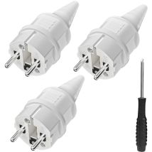 Aougo - 3 fiches de contact de protection avec protection anti-torsion, 250 v (16 a), résistantes aux projections d'eau et longue durée, IP44,