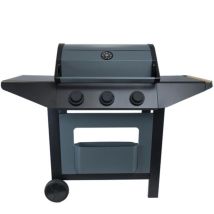 Gasgrill Brenner – 10,5 kW – 3 Edelstahlbrenner – Grillfläche 41,5 × 61,5 cm – für bis zu 10 Personen – mit Thermometer und Stauraum