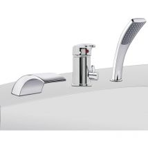 Mucola - 3 fori set vasca da bagno rubinetto cerchio rubinetto cromato rubinetto cascata doccia a mano