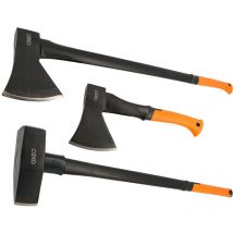 3 Haches acier forgé manche trimatière - Hachette 36cm - Hache 87cm - Merlin 4.6kg Hache de fendage 91cm - Poignée ergonomique