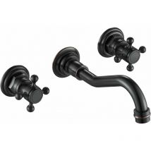3 Hole Wall Mounted Bathroom Sink Mixer Tap Oil Rubbed Bronze