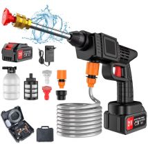 3-in-1-elektro-hochdruckreiniger Mit 21-v-akku, Wiederaufladbarer Spritzpistole, 10-m-schlauch Und Aufbewahrungskoffer