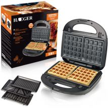 3-in-1-Sandwichmaker, Waffeleisen, Kontaktgrill, spülmaschinenfest und antihaftbeschichtete Platten [Energieklasse a+++]