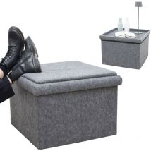 3-in-1 Sofa Hocker mit Stauraum - 56x56x40 Filz Beistellhocker - Sitzhocker Grau