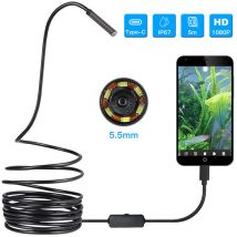 Zqyrlar - 3-in-1-USB-Endoskop, 5,5 mm, ultradünn, wasserdicht, Endoskop, Micro-USB und Typ c, Inspektionskamera für otg, Android, pc, Windows,