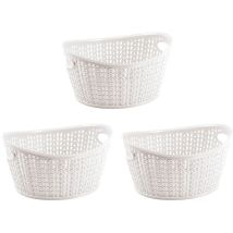 Panier de rangement ovale – Lot de 3 – 20x16x10,5 cm – Résine durable – Idéal salle de bain, cuisine, chambre