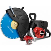 3 kW Scie Circulaire moteur essence thermique motorflex professionnelle pour la coupe à sec et à leau (moteur à essence 2 temps, cylindrée 64,6 ccm,