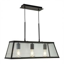 Voyager - 3 Light Ceiling Pendant Bar Black, Clear, E27 - Searchlight