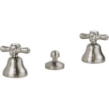 3-Loch-Bidethahn in antiker Stahlfarbe, Keramikauslauf Gattoni Calypso 1114150A0 edelstahl gebürstet