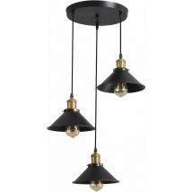 Comely - 3 luci, lampadario a sospensione industriale retrò, plafoniere in metallo design Edison, lampadario a sospensione con supporto circolare, ø