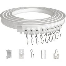 3 Mètres Rail de Rideau Plafond, Kit de Rail Rideau Flexible Pliable en abs avec Poulies Silencieuses pour Separation de Piece, Rideaux, Chambre,