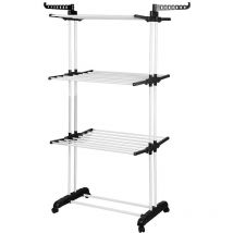 Dazhom - 3 Niveaux Etendoir à linge,Étendoir séchoir à linge ,Séchoir Linge Stable,pliable ,7549170cm,noir + blanc