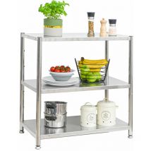 3 Niveaux Étagère en Acier Inox - jusqu'à 120kg - 74x41x77 Rangement Métallique