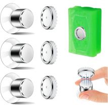 Aamunpa - Set of 3 Magnetic Soap Dish, Suction Cup Soap Dish - Strong Attachment, No Drilling, Shower Soap Holder, Stainless Steel Magnet Soap Dish